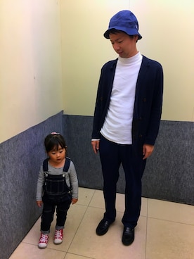 「ネイビーコーデ」｜「アイテム（オールインワン・サロペット）」を使った、Yuki＊Kuroさん（メンズ・176cm）の秋コーディネート