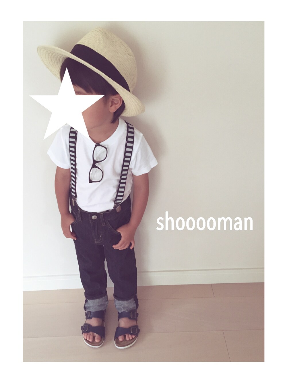 「プチプラ、ワイドパンツ、夏、キッズファッション、3歳、男の子」｜「OLD NAVYのアイテム（ハット、ベージュ系）」を使った、shooomanさん（キッズ・100cm）の夏コーディネートの1枚目の写真