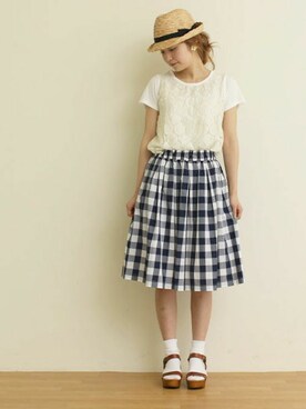 「サンダルに靴下」｜Dot&Stripes CHILDWOMANさん（レディース・158cm）の春コーディネート