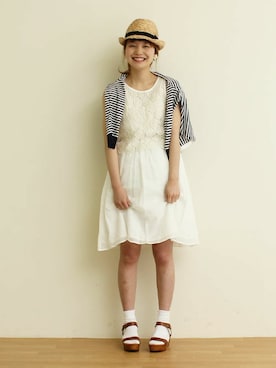 「サンダルに靴下」｜Dot&Stripes CHILDWOMANさん（レディース・158cm）の春コーディネート