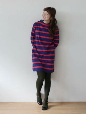 「アイテム（タイツ/ストッキング）」を使った、Dot&Stripes CHILDWOMANさん（レディース・158cm）の秋コーディネート