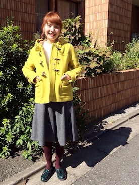 「アイテム（ダッフルコート）」を使った、Dot&Stripes CHILDWOMANさん（レディース・158cm）の秋コーディネート