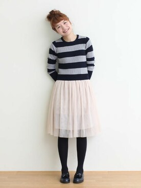 「アイテム（その他シューズ、ブルー系）」を使った、Dot&Stripes CHILDWOMANさん（レディース・158cm）の秋コーディネート
