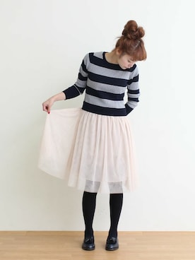 「アイテム（その他シューズ、ブルー系）」を使った、Dot&Stripes CHILDWOMANさん（レディース・158cm）の冬コーディネート