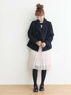 「アイテム（ピーコート）」を使った、Dot&Stripes CHILDWOMANさん（レディース・158cm）の秋コーディネート