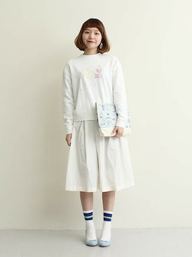 「アイテム（クラッチバッグ）」を使った、Dot&Stripes CHILDWOMANさん（レディース・158cm）の春コーディネート