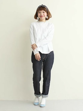 「アイテム（パンプス、ブルー系）」を使った、Dot&Stripes CHILDWOMANさん（レディース・158cm）の春コーディネート