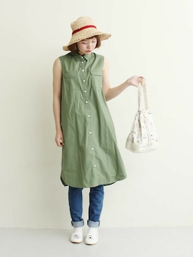 「アイテム（シャツワンピース）」を使った、Dot&Stripes CHILDWOMANさん（レディース・158cm）の春コーディネート
