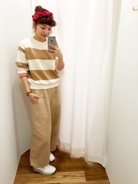 「アイテム（チノパンツ）」を使った、Dot&Stripes CHILDWOMANさん（レディース・158cm）の冬コーディネート