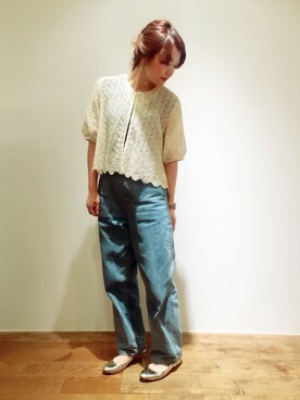 「Dot＆Stripes CHILD WOMAN（ドットアンドストライプス　チャイルドウーマン）の●エナメル/グリッターワンストラップ　シューズ（パンプス）」を使った、Dot&Stripes CHILDWOMANさん（レディース・158cm）の夏コーディネート