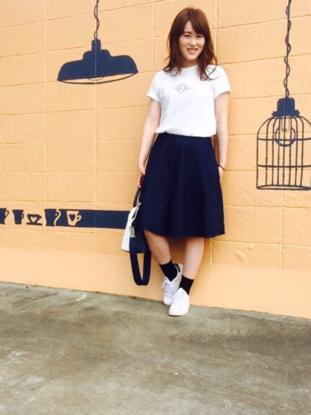 「SEAのアイテム（Tシャツ/カットソー、ホワイト系）」を使った、yucapiさん（レディース・164cm）の夏コーディネートの1枚目の写真