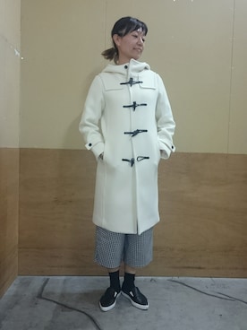 「ADAM ET ROPE'（アダムエロペ）のアイテム（ダッフルコート）」を使った、YORIさん（レディース・165cm）の秋コーディネート