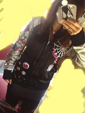 「HELL CAT PUNKS（ヘルキャットパンクス）のアイテム（ジャケット/アウター）」を使った、きむらっこさん（レディース・152cm）の春コーディネート