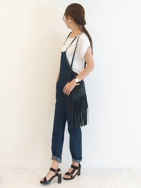 「ダニエルウェリントン」｜「アイテム（サロペット/オーバーオール）」を使った、amiさん（レディース・163cm）の夏コーディネート