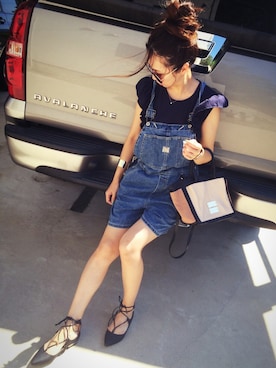 「OLD NAVY（オールドネイビー）のアイテム（オールインワン・サロペット）」を使った、amiさん（レディース・163cm）の夏コーディネート