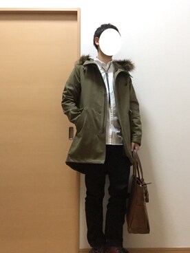 「フレッドペリー」｜「アイテム（モッズコート）」を使った、ユウさん（メンズ・171cm）の冬コーディネート