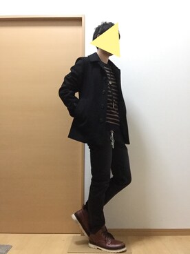 「JOURNAL STANDARD（ジャーナルスタンダード）のアイテム（ピーコート）」を使った、ユウさん（メンズ・171cm）の冬コーディネート
