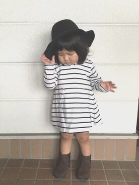 「AZUL by moussy（アズールバイマウジー）のアイテム（ワンピース/ドレス）」を使った、しーさん（キッズ・80cm）の秋コーディネート