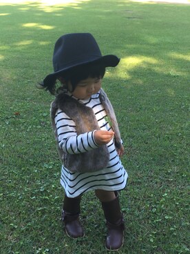 「AZUL by moussy（アズールバイマウジー）のアイテム（ワンピース/ドレス）」を使った、しーさん（キッズ・80cm）の秋コーディネート