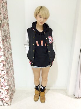 「JOYRICH」｜「アイテム（スタジャン）」を使った、Haruka    komadaさん（レディース・159cm）の秋コーディネート