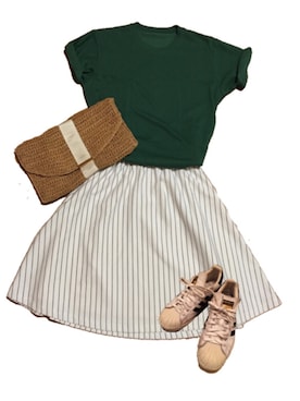 「FLEUR DE SHOP（フルールドショップ）のアイテム」を使った、佐々木さきさん（レディース・170cm）の夏コーディネート