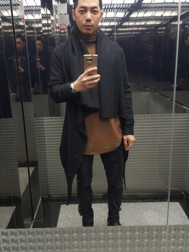 「アイテム（ピーコート）」を使った、ANDY KINGさん（メンズ・176cm・30代）の冬コーディネート