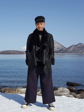 「函館」｜「アイテム（スニーカー）」を使った、ANDY KINGさん（メンズ・176cm）の春コーディネート