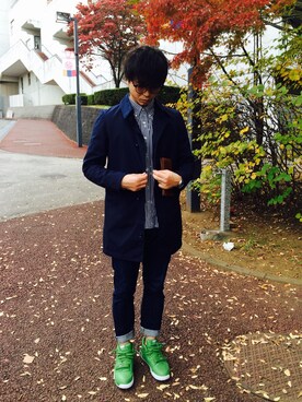 「stussy」｜「アイテム（ステンカラーコート）」を使った、Sunaoさん（メンズ・171cm）の秋コーディネート
