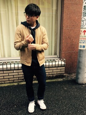 「FRAPBOIS（フラボア）のアイテム（ブルゾン）」を使った、Sunaoさん（メンズ・171cm）の秋コーディネート