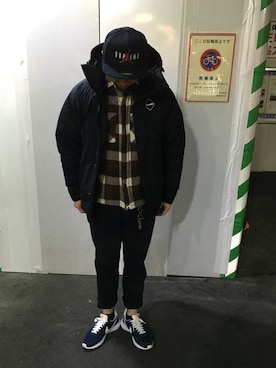 「F.C.R.B.（エフシーアールビー）のアイテム（ダウンジャケット/コート）」を使った、Sunaoさん（メンズ・171cm）の春コーディネート