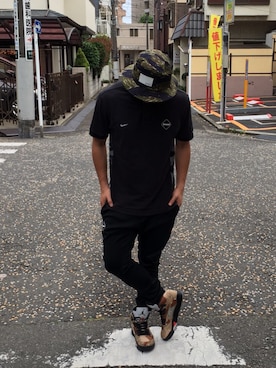 「GDC（ジーディーシー）のアイテム（ハット）」を使った、Sunaoさん（メンズ・171cm）の夏コーディネート