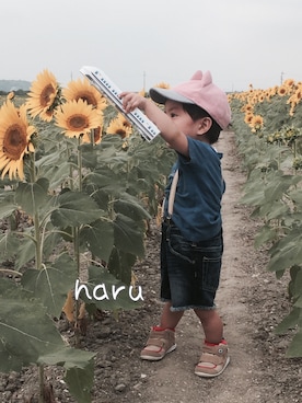 「ドラフトGAP」｜「アイテム（キャップ）」を使った、haruぼうさん（キッズ・80cm）の夏コーディネート
