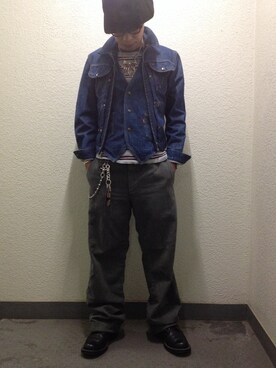 「アイテム（ウォレットチェーン）」を使った、kooooさん（メンズ・165cm）の秋コーディネート