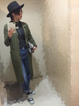 「お買い物」｜「アイテム（トートバッグ）」を使った、KAZUKIさん（レディース・168cm）の秋コーディネート