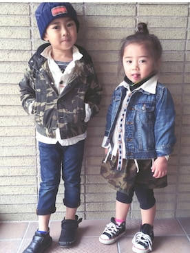 「SCOTCH & SODA（スコッチ アンド ソーダ）のアイテム（ニットキャップ/ビーニー）」を使った、ayumiさん（キッズ・100cm）の冬コーディネート