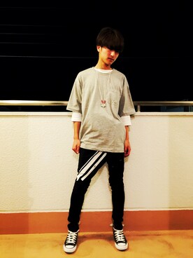 「allstar」｜「アイテム（Tシャツ/カットソー）」を使った、まっしーさん（メンズ・170cm）の春コーディネート