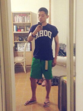 「TOPMAN（トップマン）のアイテム（スウェット）」を使った、Julian Taiさん（メンズ・174cm）の夏コーディネート