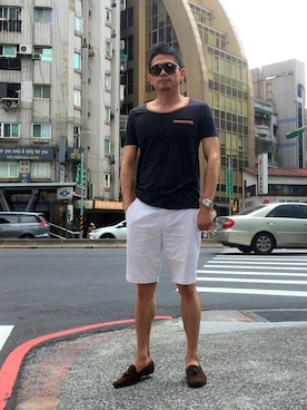 「TOPMAN（トップマン）のアイテム（サンダル）」を使った、Julian Taiさん（メンズ・174cm）の夏コーディネート