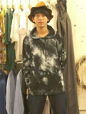「EFFECTEN（エフェクテン）のアイテム（帽子）」を使った、Kazuma Terasawaさん（メンズ・180cm）の春コーディネート