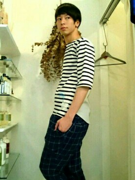「EFFECTEN（エフェクテン）のアイテム（パンツ）」を使った、Kazuma Terasawaさん（メンズ・180cm）の春コーディネート