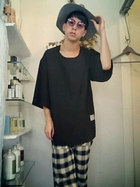 「EFFECTEN（エフェクテン）のアイテム（帽子）」を使った、Kazuma Terasawaさん（メンズ・180cm）の春コーディネート