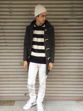 「NEWERA」｜「アイテム（ダッフルコート）」を使った、kaioさん（メンズ・180cm）の秋コーディネート
