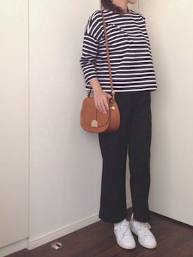 「ZARA（ザラ）のアイテム（ショルダーバッグ、ブラウン系）」を使った、eightmanさん（レディース・163cm）の春コーディネート