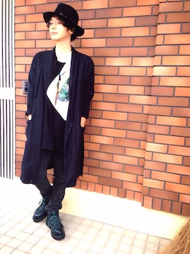 「A（エィス）のアイテム（パンツ）」を使った、安田貴広さん（メンズ・174cm）の春コーディネート