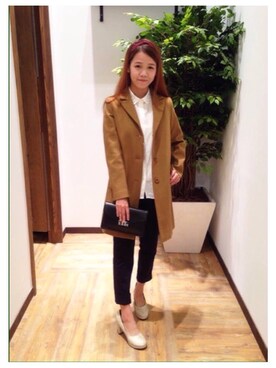「red」｜「アイテム（チェスターコート）」を使った、妙麗💕さん（レディース・160cm）の秋コーディネート