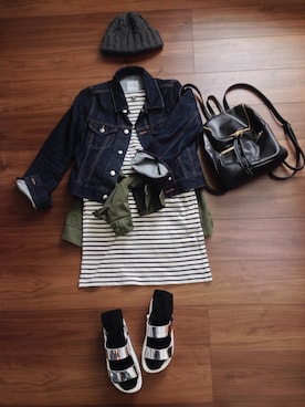 「春ワンピ」｜「アイテム（デニムジャケット）」を使った、Mutsu☆さん（レディース・149cm）の春コーディネート