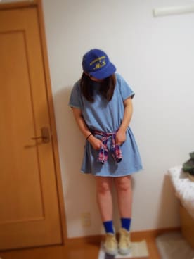 「WC（ダブル シー）のアイテム（キャップ）」を使った、*poteto*さん（レディース・158cm）の夏コーディネート