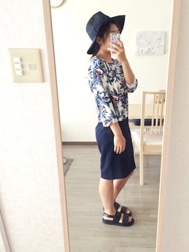 「ボタニカル」｜「アイテム（帽子）」を使った、Hnkさん（レディース・154cm）の春コーディネート