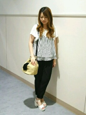 「ASZAKKA（アザッカ）のアイテム（バッグ）」を使った、ARISAさん（レディース・155cm）の春コーディネート