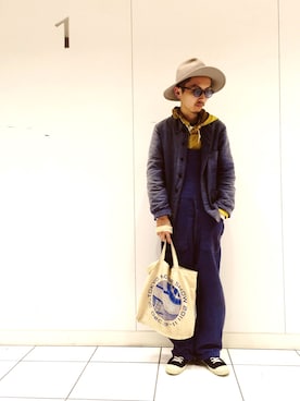 「ナイロンパーカー」｜「アイテム（ミリタリージャケット）」を使った、YOSHIさん（メンズ・171cm）の冬コーディネート